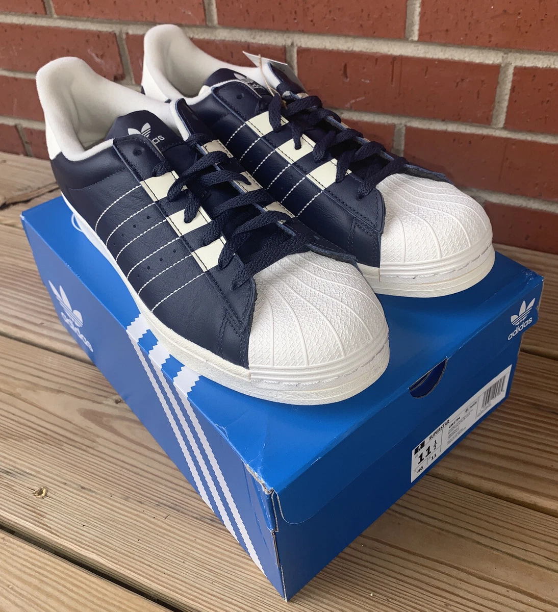 adidas Originals Men's Superstar Sneakers Shoes Navy/Ivory GW1794 Size 11.5  | eBay