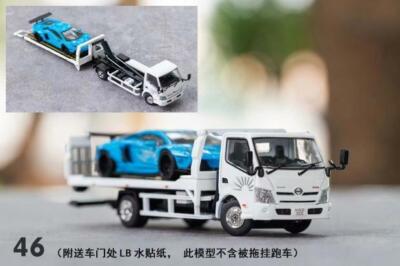 GCD 1:64 HINO 300 Flatbed Tow Truck Ground White w/LBWK Decal