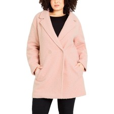 Evans Womens Pink Faux Fur Midi Teddy Coat Outerwear Plus 22 Bhfo 1752