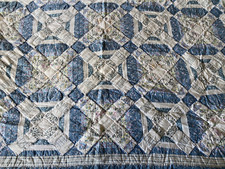 Handmde Quilt, Blue, White, Floral, Very Nice, Approx. 80 x 78