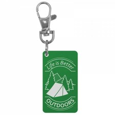 LIFE IS BETTER OUTDOORS Small Metal Keychain Dark Green