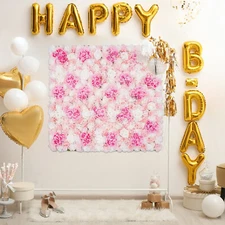 PINK 1*1m Artificial Flower Wall Panel Rose Dahlia Hydrangea Wedding Party Decor