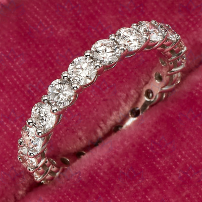 2.00 CTW Round Cut Moissanite Bridal Wedding Eternity Band 14k White Gold Plated