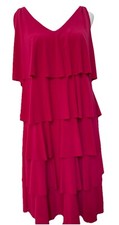 White House Black Market Pink Tiered Shift Dress Med