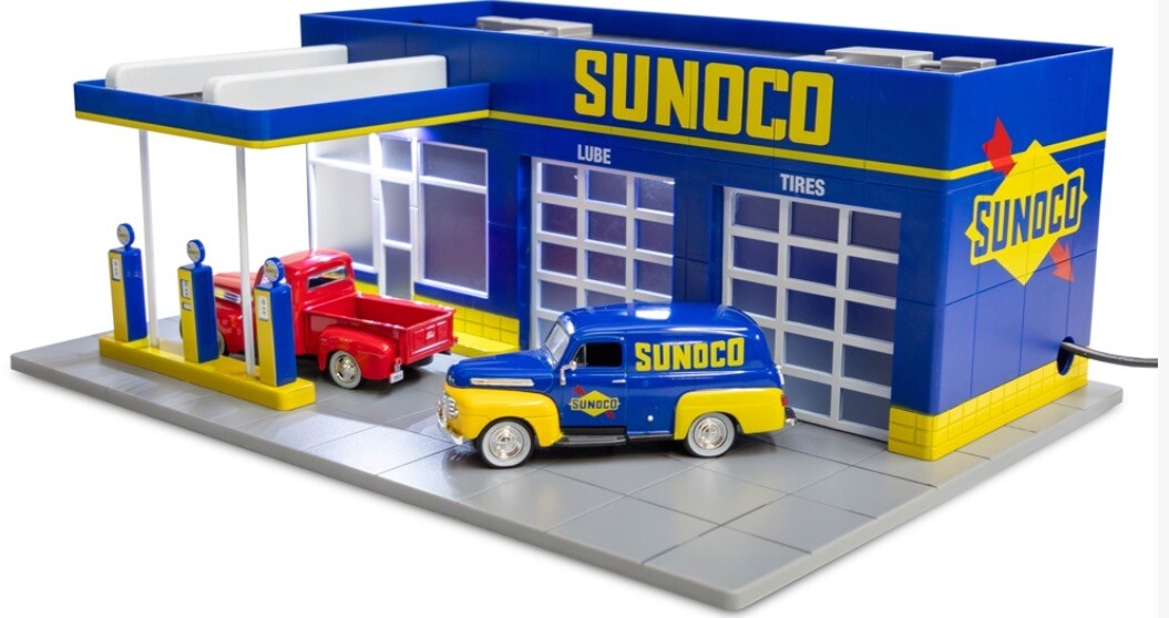 MENARDS SUNOCO GAS STATION! O GAUGE O SCALE TRAIN SERVICE CITY