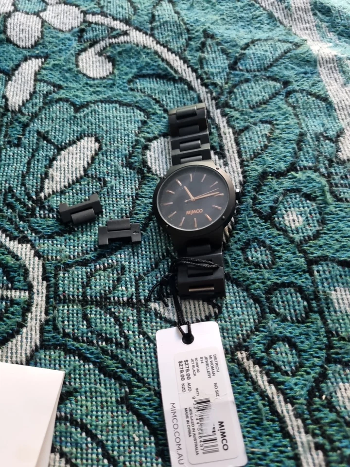 MIMCO Black Metal Link Watch Time Piece Rose Gold BNWT $279 - image 4 of 4