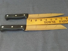 LOT OF 2 J.A. HENCKELS INT. EVERSHARP PRO CARVING KNIFE AND BREAD KNIVES