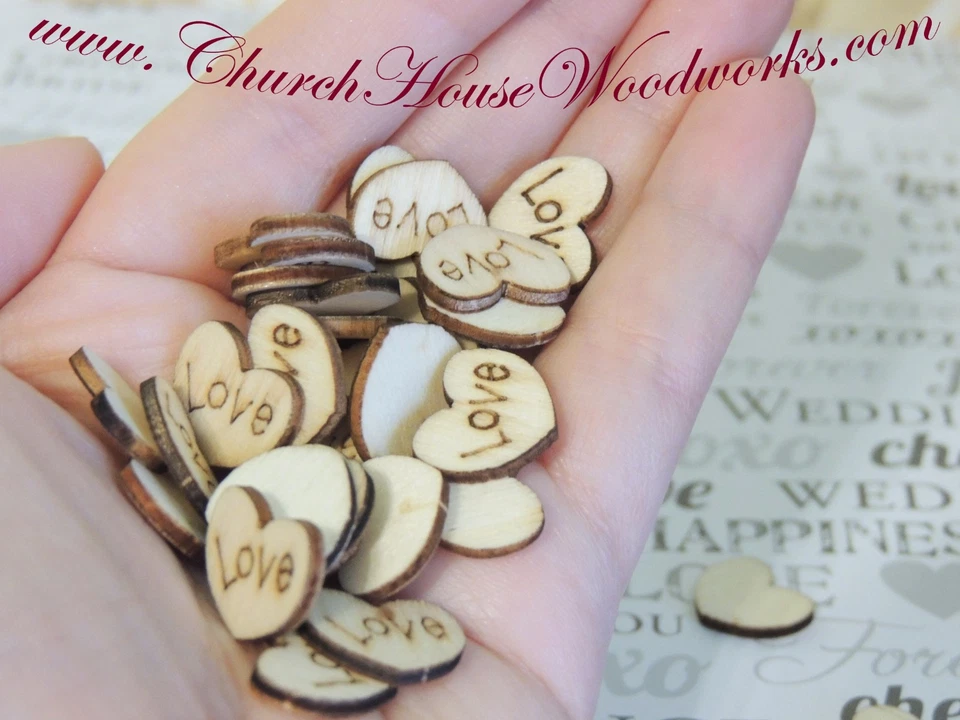 100 wood love hearts for rustic wedding, venue decor, confetti, wood hearts USA - Image 3 of 4