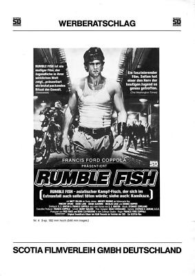 Werberatschlag ''RUMBLE FISH'' EA 1984 (Scotia) Matt Dillon, Francis Ford Coppola