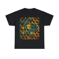 Unisex Adult T Shirt Futuristic Honeycomb Bees Nature Conservation Insect Animal