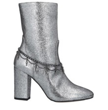  299 NEW PINKO ANKLE BOOTS SILVER VERO CUOMO MADE ITALY Sz 8.5