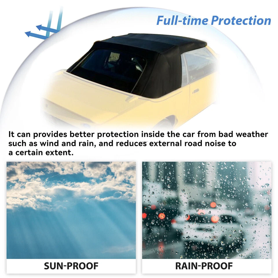 Tapa blanda negra con ventana de plástico para Ford Mustang 1983 83-93 convertible 2 puertas Foto 2 de 4