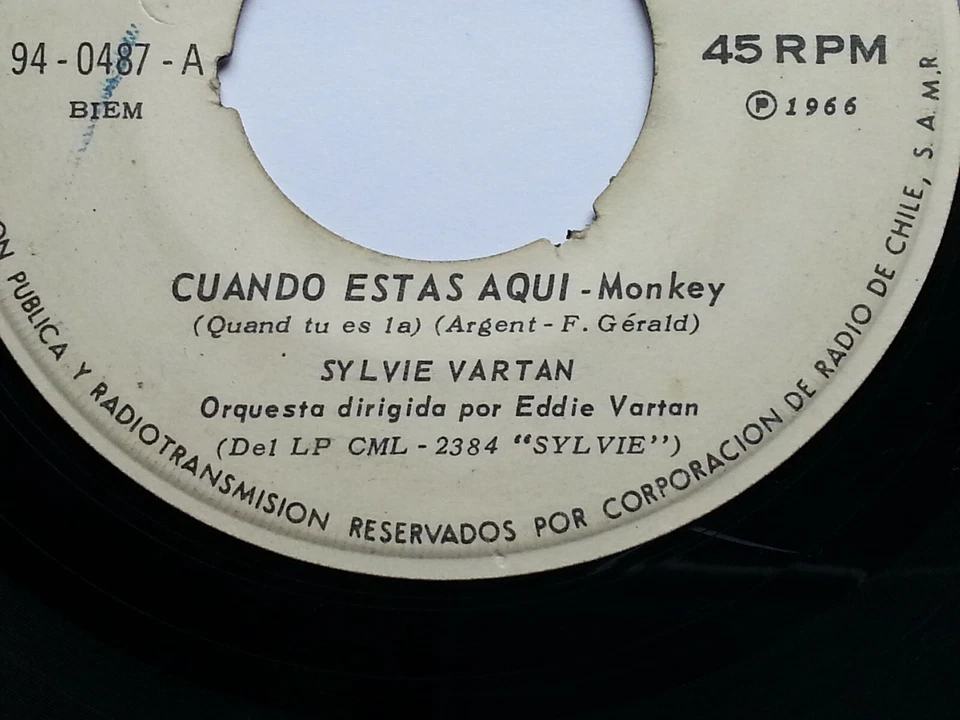 SYLVIE VARTAN QUAND TU ES LA/SI TU N'EXISTAIS PAS 1966  RARE CHILEAN PRESS ONLY! - Image 3 of 4