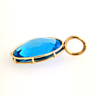 New Heather B. Moore Blue Topaz Harriet Pendant 14KY Gold Frame