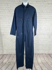 Vintage Sears Work Leisure Overalls Zipper Button Mechanic Blue Coveralls 42T