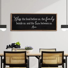 Bless the Food Before Us Sign Wall Decor 40"X15" Large Farmhouse Dining Room ...