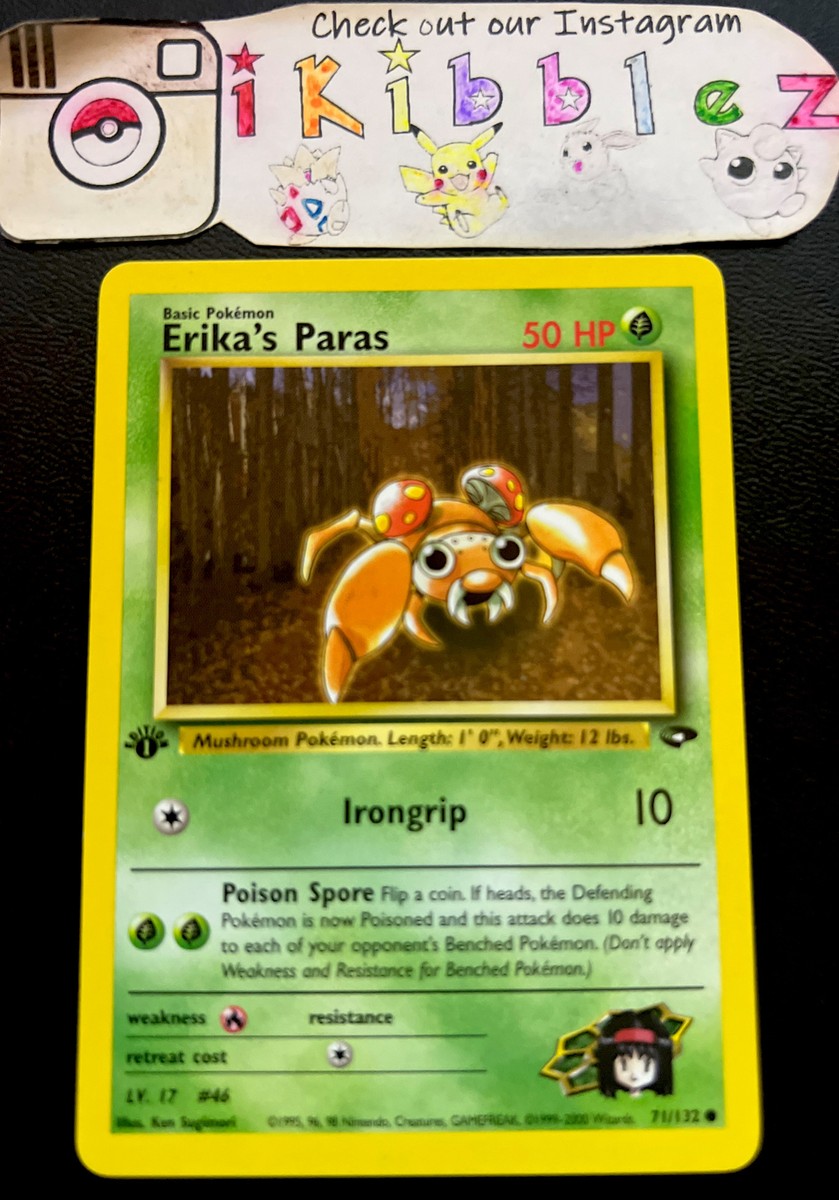 Erika's Paras 71/132 LP 1st Edition Vintage Pokémon Card. Free