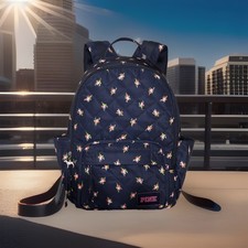Mochila PINK by Victoria’s Secret 2026 Regreso a la Escuela Azul Marino Floral - ¡Nueva!