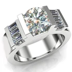 3 Ct Vvs1 Ice White Round Moissanite Wedding Men's Ring Sterling Silver Size 8.5
