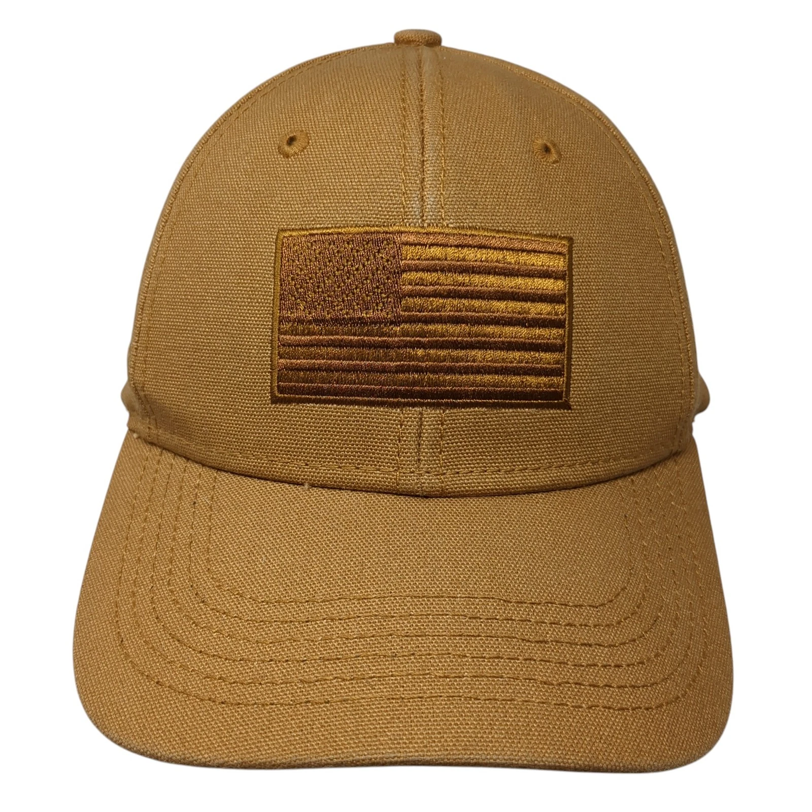 American Flag Snapback Hat Brown One Size Embroidered H3 Headwear