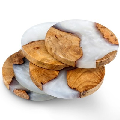 Drink Coaster Set, Wooden Absorbent Coasters, Epoxy Resin Coaster for Coffee ...