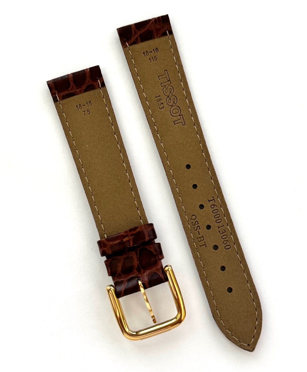 Original Tissot 18mm Brown Leather Watch Band Strap with  display picture 1