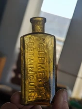 Golden Yellow Amber Clements Certain Cure Bottle