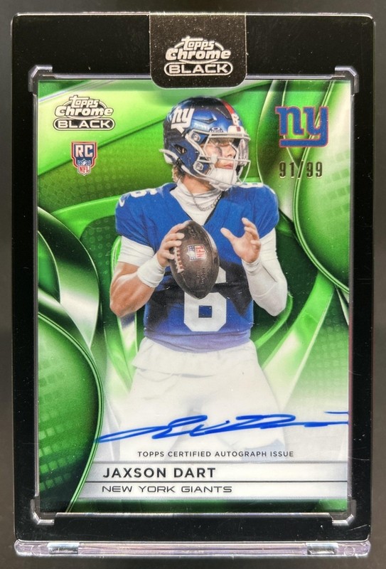 2025 Topps Chrome Black Jaxson Dart Rookie Auto RC Green Refractor #/99 Giants