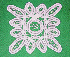 LOT OF 12 HANDMADE COTTON WHITE BATTENBURG LACE 6" SQUARE DOILY DOILIES NWT