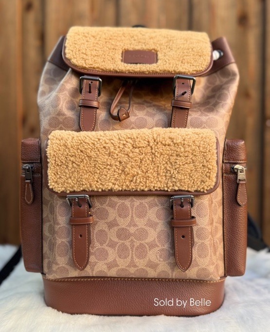 NWT Coach Mens Large Sprint Backpack Signature Canvas Shearling MSRP: $798 image 2