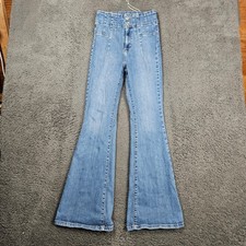 Free People High Waisted Flare Jeans Denim Light Wash Size 28