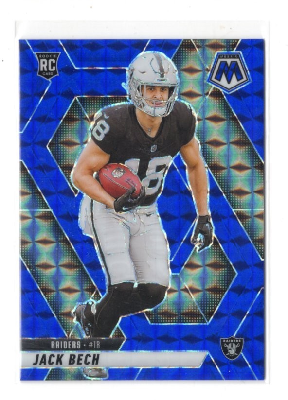 2025 Panini Mosaic Jack Bech BLUE MOSAIC PRIZM RC #349 26/99 LAS VEGAS RAIDERS