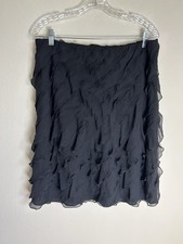 Vintage Talbots Skirt Womens 8 Black Ruffle Tiered Short Y2K Fairy Whimsygoth