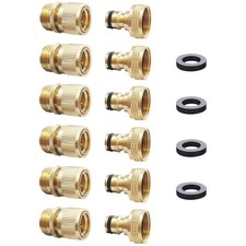 Solid Brass Quick Connect Nipple Coupler - 6 Pairs