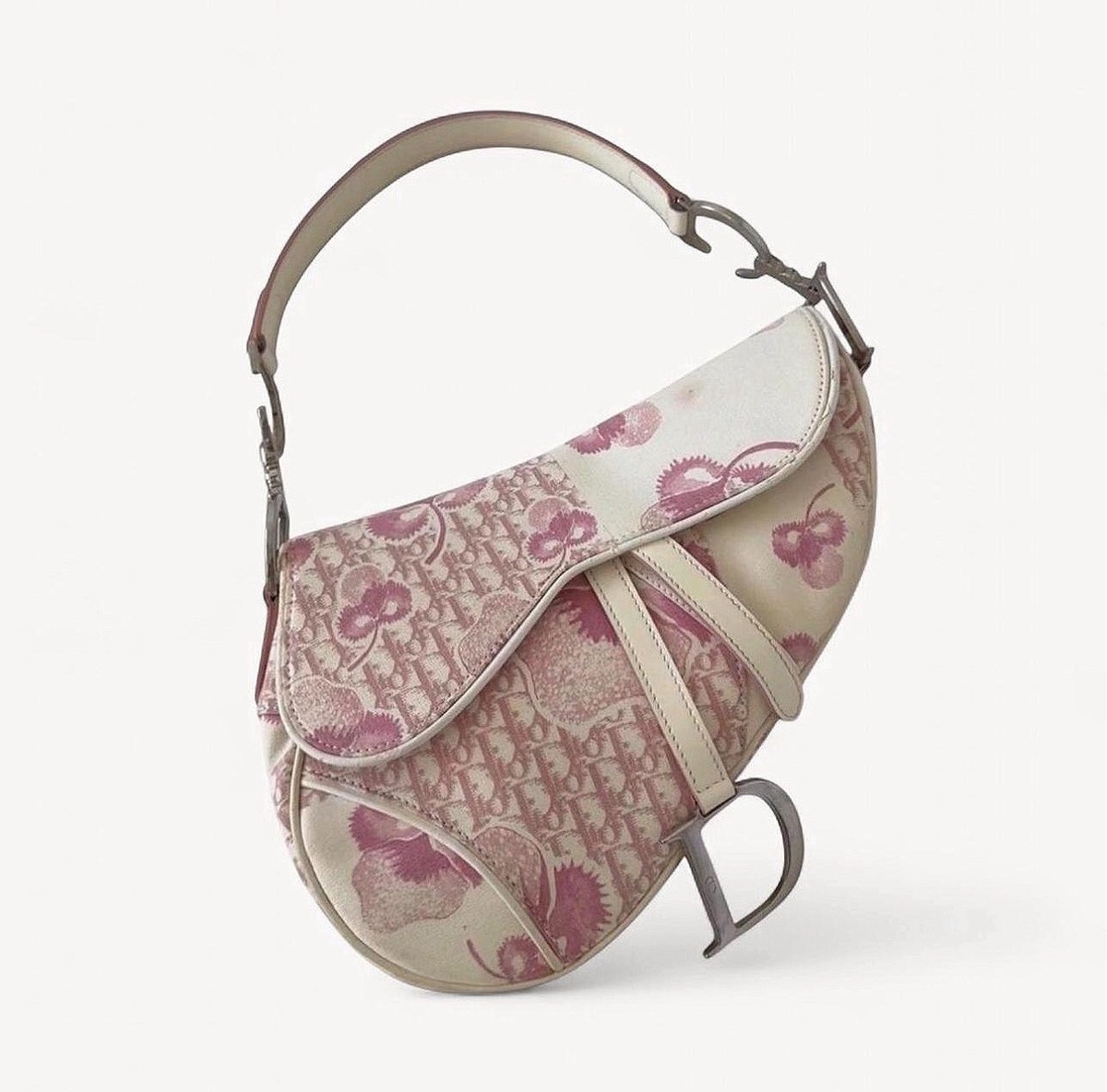 Christian Dior 2004 Vintage Girly Cherry Blossom Saddle Bag Rare