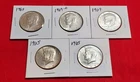 ☆Lot of 5 Kennedy Half Dollars (1965–1969, Includes 1969-D) – 40% Silver BU UNC☆