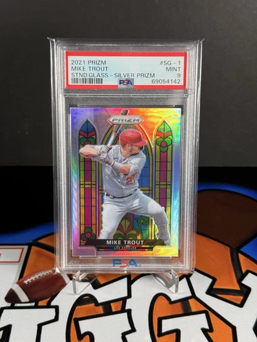 2021 Panini Prizm #SG-1 Mike Trout Stained Glass Silver Prizm PSA Mint 9