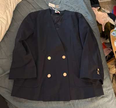 Kule Navy Wool Jacket Blazer Size XL Gold Buttons NWT