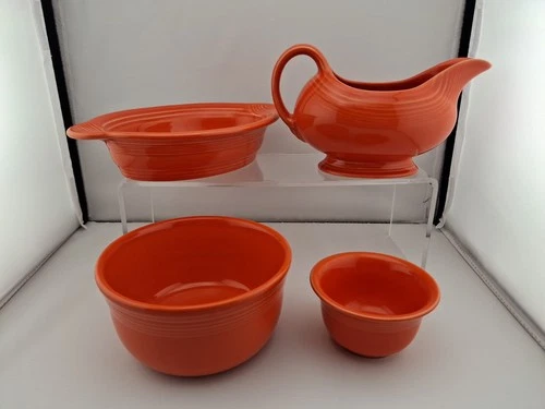 4x Lot of Poppy Orange HOMER LAUGHLIN FIESTA WARE 💥 Gravy, Bowls  Plus More
