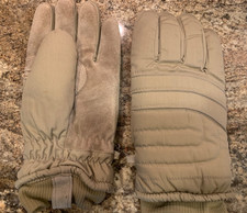 Vintage Winter Gloves Khaki Tan Clip Mens L Thinsulate Cowhide Leather Polyester