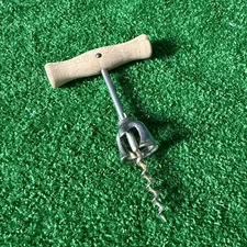 Vintage Corkscrew Wood handle Vine Bottle Opener Italy Light Brown Wood