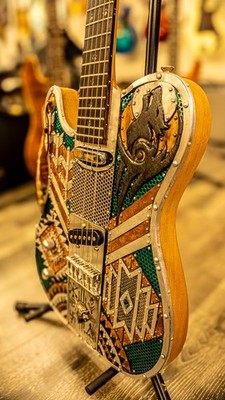 AIO Custom Art Left-Handed Electric Guitar Artwork by Daniel Song