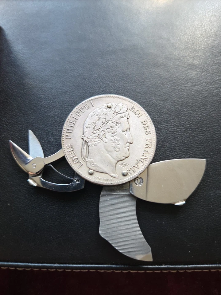 ELOI PERNET 1847 MONEDA FRANCESA 3 hojas cuchillo/tijeras/archivo- plata 900 Foto 2 de 4