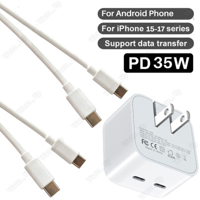 Fast Charger USB-C Type-C 35W Adapter PD Cable For iPhone Air 17 16 15 iPad Pro