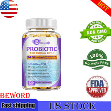 Probiotics Digestive Enzymes 100 Billion CFU Potency Immune Health 120 Capsules