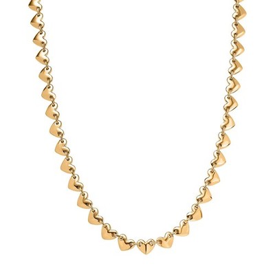Golden Endless Love Heartbeat Necklace  18K Yellow Gold Plated Bronze 18-20 In