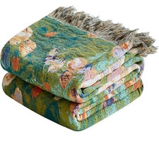 Boho Throw Blanket for Couch Chair 50"x60", Cotton Cozy Bed Blankets