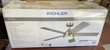 NEW SEALED Kichler Tide 52”Indoor/Outdoor Satin Black Ceiling Fan W/Light B154