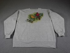 Vintage Birds Sweatshirt Womens Medium Gray Cardinal Crewneck National Wildlife