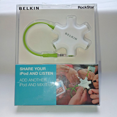 Belkin RockStar Headphone Splitter 5 Jack 3.5mm Audio iPod MP3 New Sealed